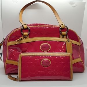 Hot pink Coach matching purse and wallet